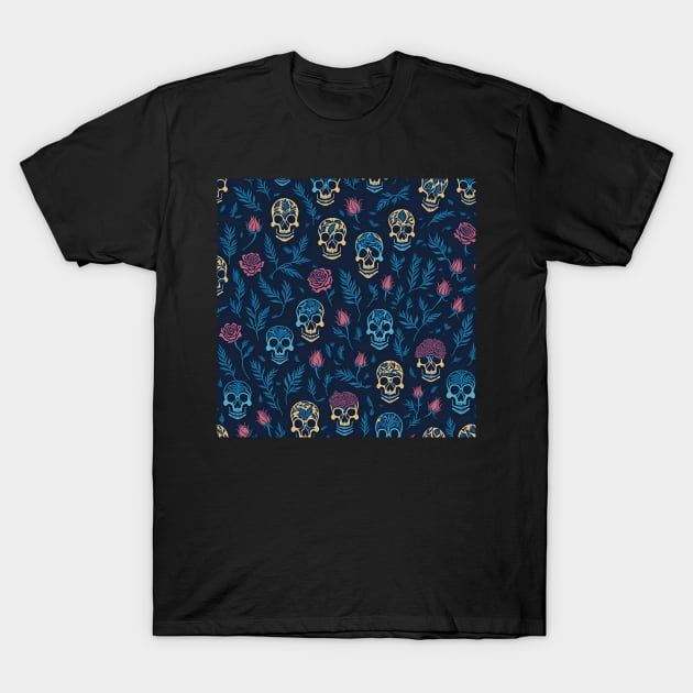 skulls and flowers patterns T-Shirt by John`s patterns